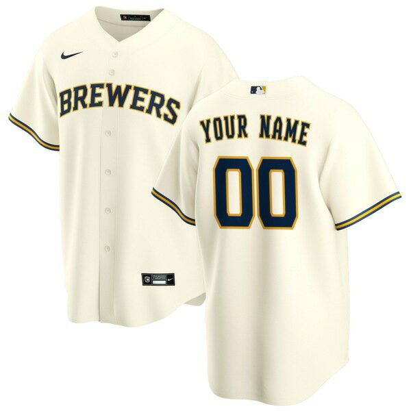 ナイキ メンズ ユニフォーム トップス Milwaukee Brewers Nike Home Replica Custom Jersey Cream