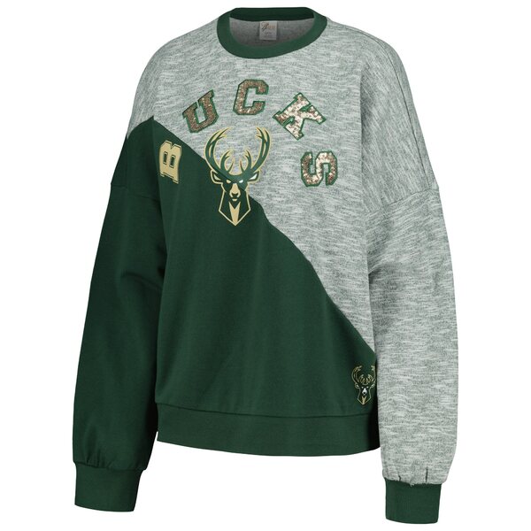 カールバンクス レディース Tシャツ トップス Milwaukee Bucks GIII 4Her by Carl Banks Women's Benches Split Pullover Sweatshirt Hunter Green