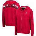 コロシアム レディース パーカー・スウェットシャツ アウター Wisconsin Badgers Colosseum Women's TwoHit FullZip Hoodie Red