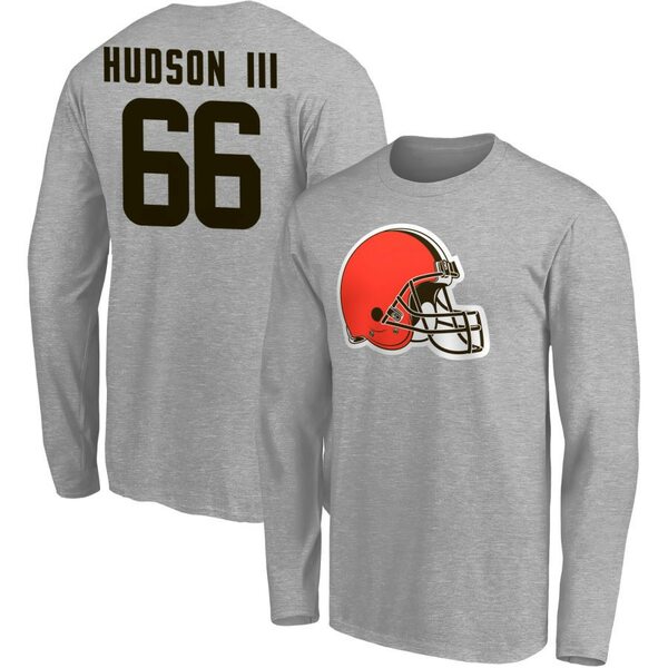 ファナティクス メンズ Tシャツ トップス Cleveland Browns Fanatics Branded Team Authentic Custom Long Sleeve TShirt Gray