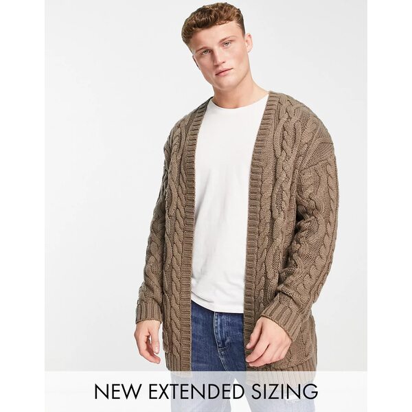 エイソス メンズ カーディガン アウター ASOS DESIGN heavyweight cable knit cardigan in putty Putty