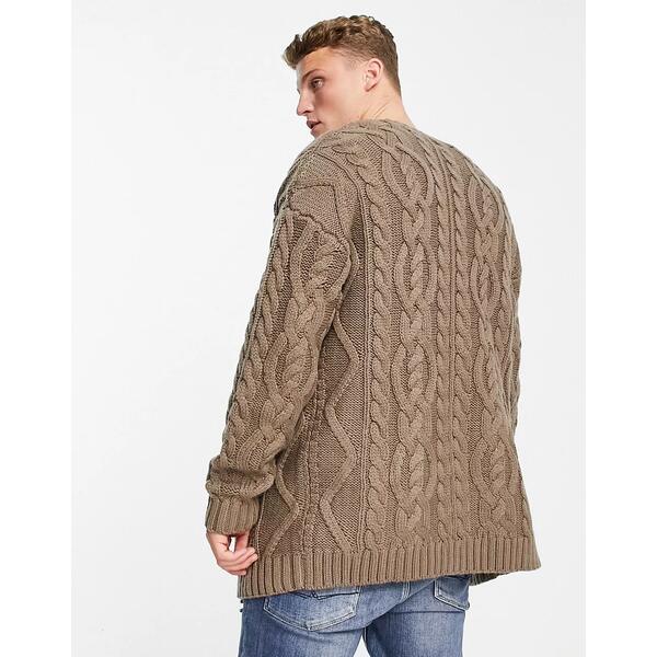 エイソス メンズ カーディガン アウター ASOS DESIGN heavyweight cable knit cardigan in putty Putty