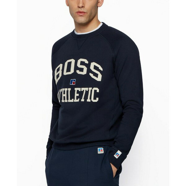 ヒューゴボス メンズ パーカー・スウェットシャツ アウター BOSS x Russell Athletic Unisex Relaxed-Fit Sweatshirt Dark Blue