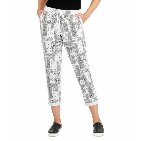 スタイルアンドコー レディース カジュアルパンツ ボトムス Printed Cuffed Pants, Created for Macy's Bandana White