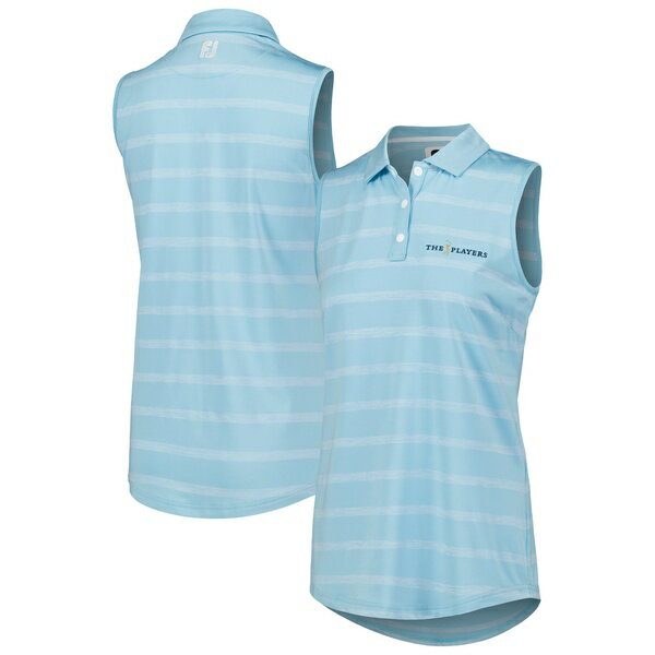 フットジョイ レディース ポロシャツ トップス THE PLAYERS FootJoy Women's Space Dye Stripe Sleeveless Polo Blue