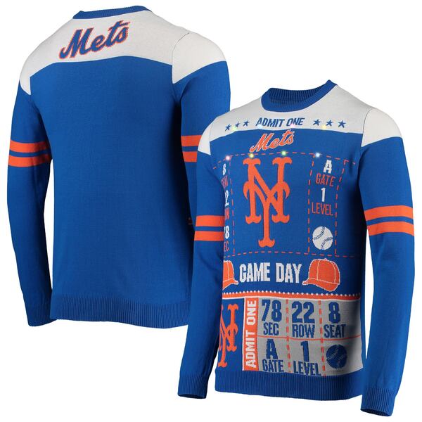 フォコ メンズ シャツ トップス New York Mets FOCO Ticket LightUp Ugly Sweater Royal