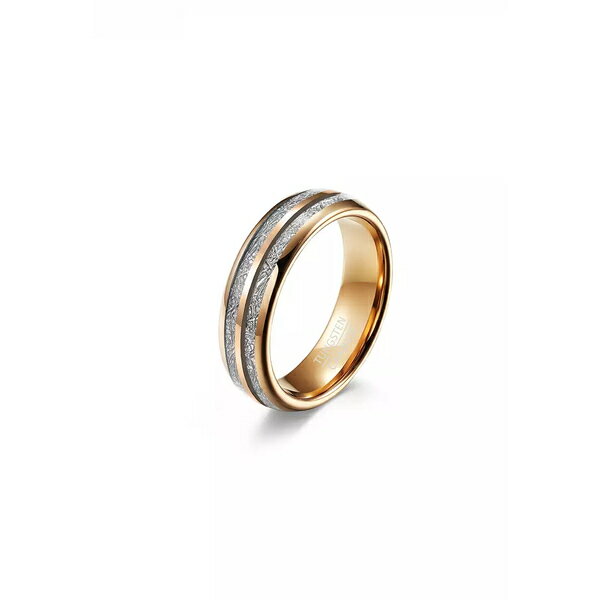 【送料無料】 ハッピーフライデイズ メンズ リング アクセサリー 6mm Gloss And Textured Tungsten Carbide Ring JW QF-021 Rose Gold