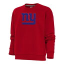 アンティグア レディース パーカー・スウェットシャツ アウター New York Giants Antigua Women's Victory Crewneck Chenille Pullover Sweatshirt Red