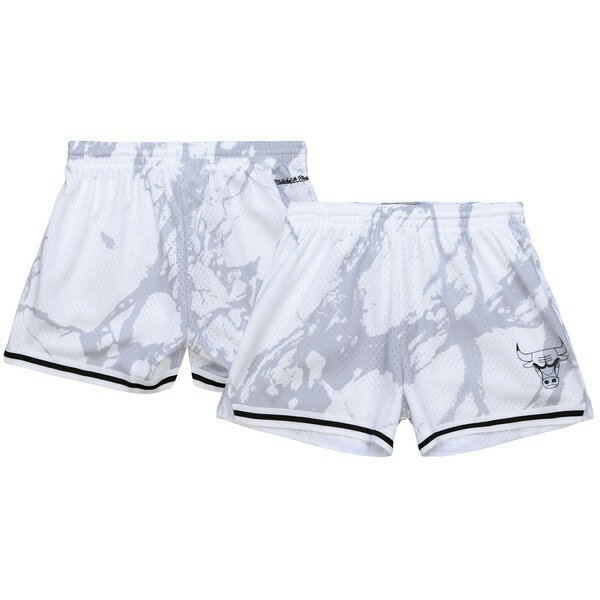 ミッチェル&ネス レディース カジュアルパンツ ボトムス Chicago Bulls Mitchell & Ness Women's Hardwood Classics Marble Shorts White