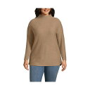 ランズエンド レディース カットソー トップス Plus Size Cable Ottoman Relaxed Long Sleeve Funnel Neck Tunic Coriander heather(4)
