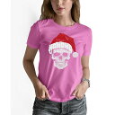 エルエーポップアート レディース Tシャツ トップス Women's Santa Skull Word Art Crew Neck T-Shirt Pink