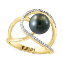 エフィー コレクション メンズ リング アクセサリー EFFY Black Tahitian Pearl (8mm) & Diamond (1/6 ct. t....