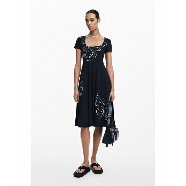 デジグアル レディース ワンピース トップス Women's Butterfly midi dress Black