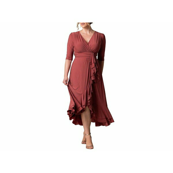 キヨナ レディース ワンピース トップス Plus Size Veronica Ruffled Evening Gown Rosy sunset