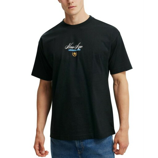 コットンオン メンズ Tシャツ トップス Men's Box Fit Text T-Shirt Black/New Age Blue コットンオン メンズ Tシャツ トップス Men's Box Fit Text T-Shirt Black/New Age Blue