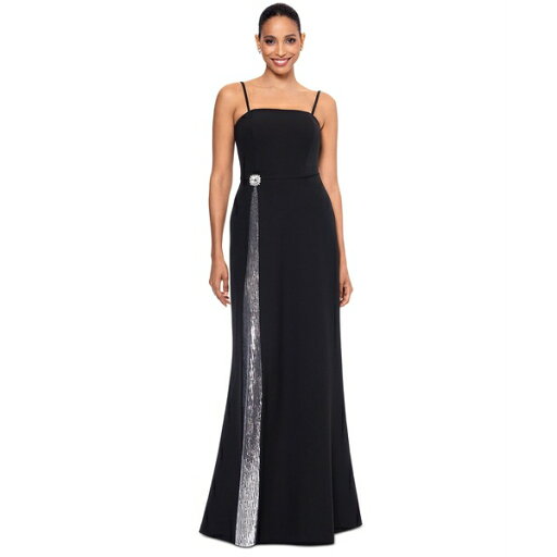 ベッツィ アンド アダム レディース ワンピース トップス Women's Sequin-Trim Square-Neck Sleeveless Gown Black/Silver ベッツィ アンド アダム レディース ワンピース トップス Women's Sequin-Trim Square-Neck Sleeveless Gown Black/Silver