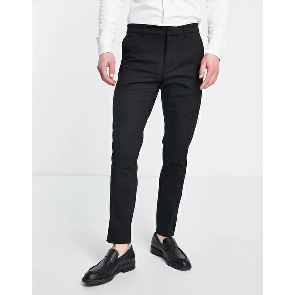 ニュールック メンズ カジュアルパンツ ボトムス New Look skinny suit trousers in black Black