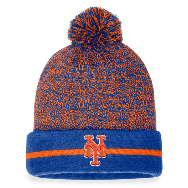 楽天astyファナティクス メンズ 帽子 アクセサリー New York Mets Fanatics SpaceDye Cuffed Knit Hat with Pom Royal/Orange