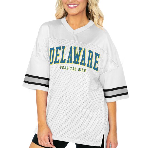 ゲームデイ レディース Tシャツ トップス Delaware Fightin' Blue Hens Gameday Couture Women's Option Play Oversized Mesh Fashion Jersey White