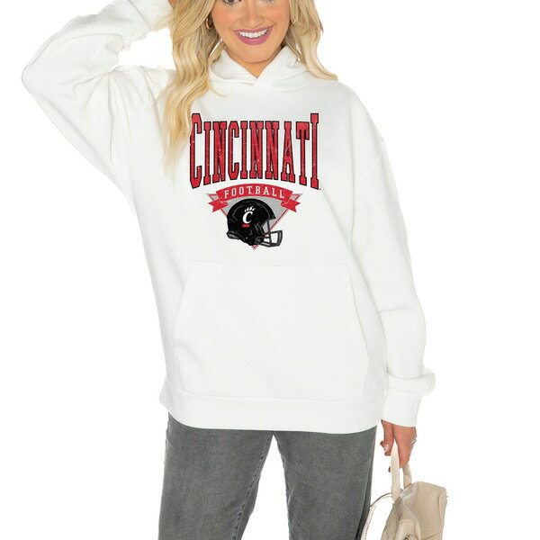 ǥ ǥ ѡåȥ  Cincinnati Bearcats Gameday Couture Women's Good Catch Premium Fleece Pullover Hoodie White