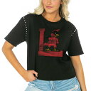 Q[fC fB[X TVc gbvX Louisville Cardinals Gameday Couture Women's Galore Studded Sleeve Crop Top Black
