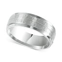 トライトン レディース リング アクセサリー Men's Hammered and Brush Finish Wedding Band in 14k White...