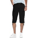 エックスレイ メンズ カジュアルパンツ ボトムス Men's Belted Capri Cargo Shorts Black
