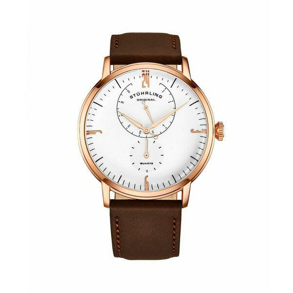 スターリング レディース 腕時計 アクセサリー Men's Brown Genuine Leather Strap Watch 42mm Brown