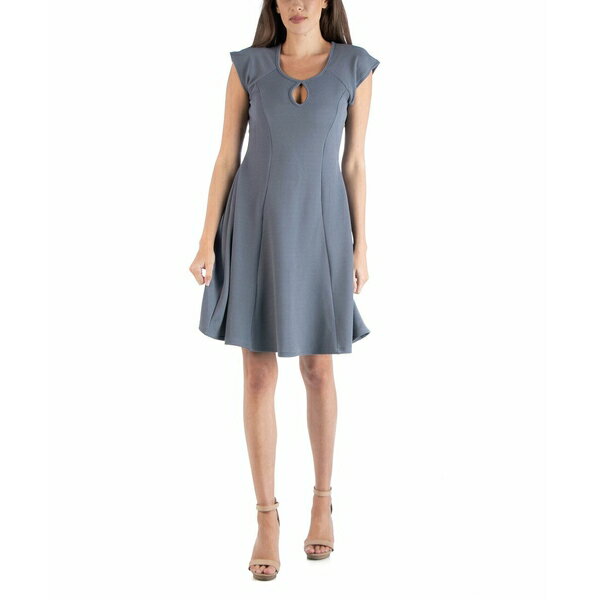 24セブンコンフォート レディース ワンピース トップス Scoop Neck A-Line Dress with Keyhole Detail Charcoal