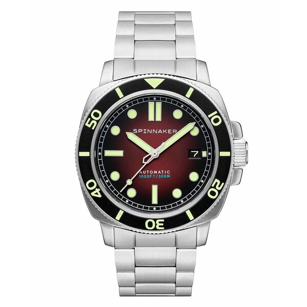 スピ二カー レディース 腕時計 アクセサリー Men's Hull Diver Automatic Ombre Red with Silver-Tone Solid Stainless Steel Bracelet Watch 42mm Ombre Red with Silver-Tone Solid Stainless Steel Bracelet
