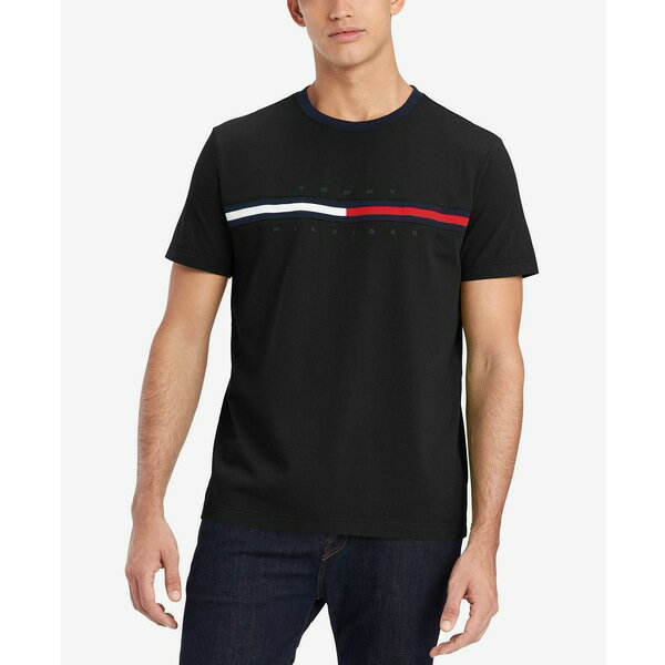 トミー ヒルフィガー メンズ Tシャツ トップス Men's Tino Logo Short Sleeve T-Shirt Jet Black