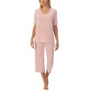 クドルドッズ レディース カジュアルパンツ ボトムス Printed Elbow-Sleeve Top & Capri Pants Pajama Set Coral Print
