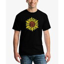 エルエーポップアート メンズ Tシャツ トップス Men's Sunflower Word Art Short Sleeve T-shirt Black