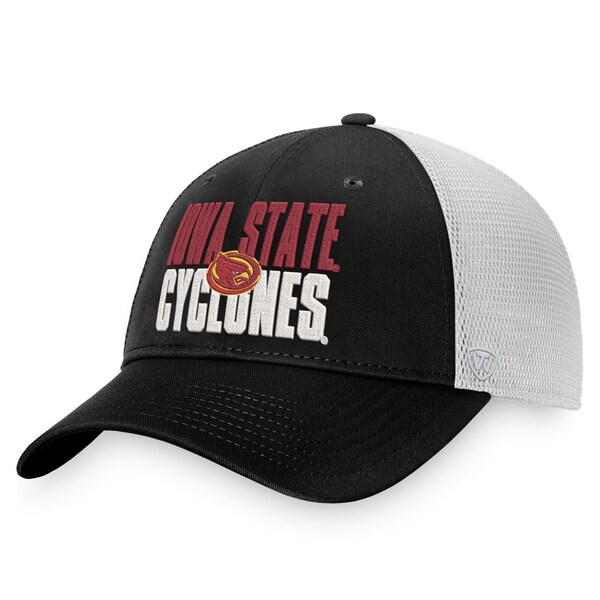 トップ・オブ・ザ・ワールド メンズ 帽子 アクセサリー Iowa State Cyclones Top of the World Stockpile Trucker Snapback Hat Black/White