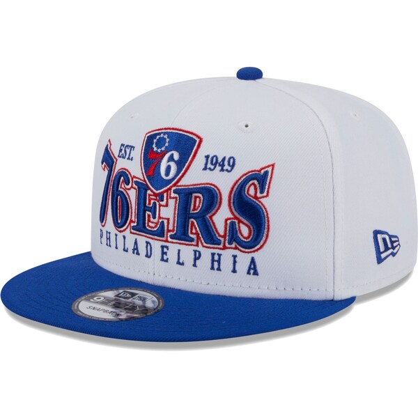 ニューエラ メンズ 帽子 アクセサリー Philadelphia 76ers New Era Crest Stack 9FIFTY Snapback Hat White/Royal