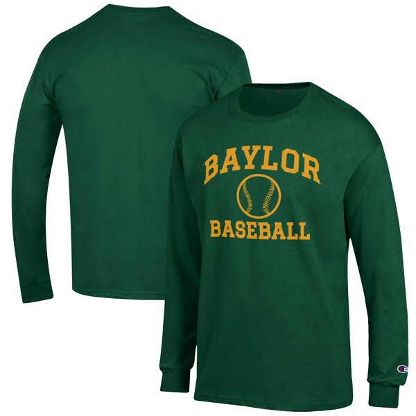 チャンピオン メンズ Tシャツ トップス Baylor Bears Champion Baseball Icon Long Sleeve TShirt Green