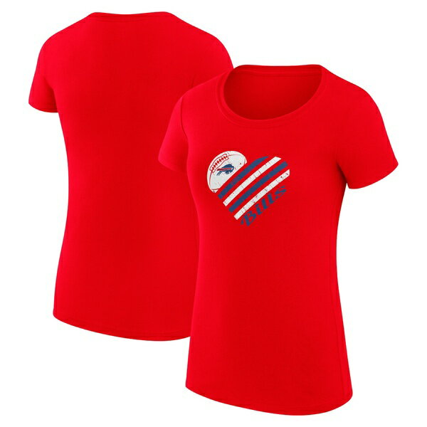 J[oNX fB[X TVc gbvX Buffalo Bills GIII 4Her by Carl Banks Women's Heart Graphic Fitted TShirt Red