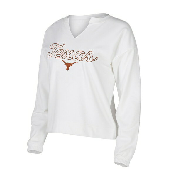 コンセプトスポーツ レディース Tシャツ トップス Texas Longhorns Concepts Sport Women's SiennaNotch Neck Long Sleeve TShirt White