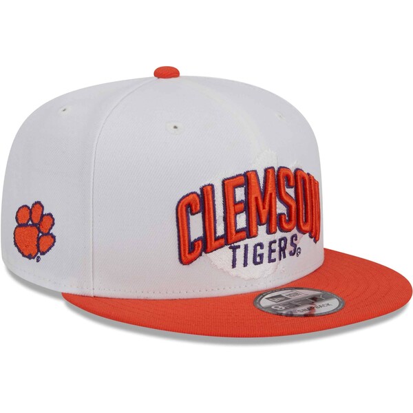 ニューエラ メンズ 帽子 アクセサリー Clemson Tigers New Era TwoTone Layer 9FIFTY Snapback Hat White/Orange