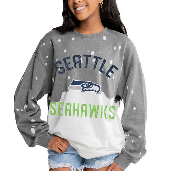 ǥ ǥ ѡåȥ  Seattle Seahawks Gameday Couture Women's Coin Toss Faded French Terry Pullover Sweatshirt Gray