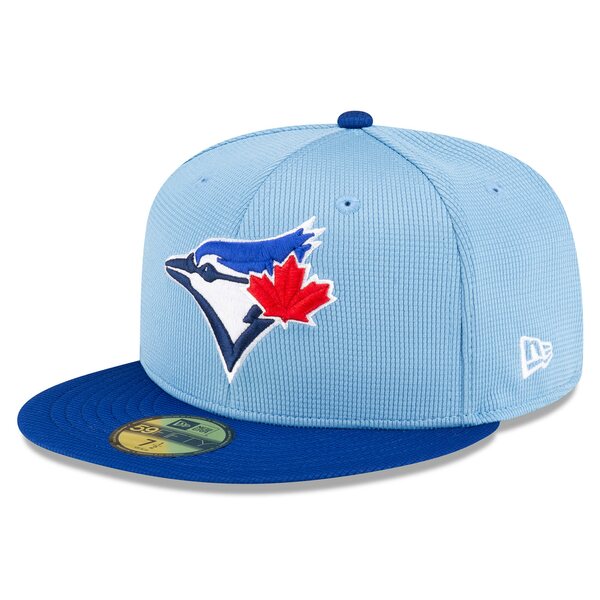 j[G Y Xq ANZT[ Toronto Blue Jays New Era 2024 Batting Practice 59FIFTY Fitted Hat Light Blue