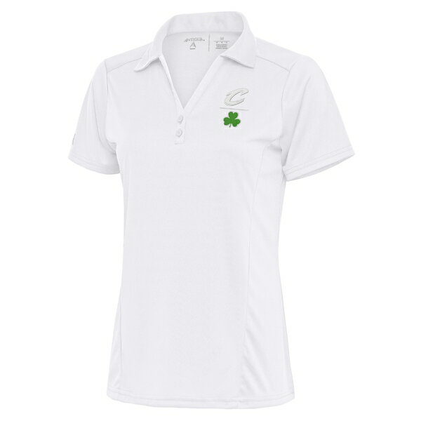 AeBOA fB[X |Vc gbvX Cleveland Cavaliers Antigua Women's Shamrock Tribute Polo White