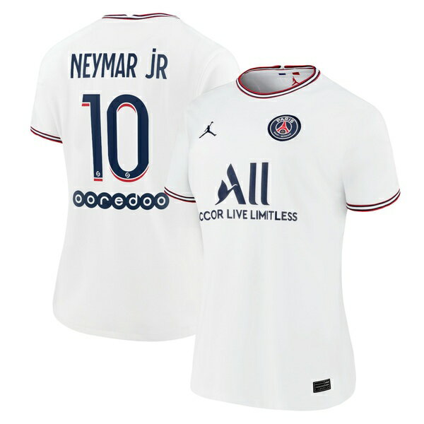 ジョーダン レディース ユニフォーム トップス Neymar Jr. Paris SaintGermain Jordan Brand Women 039 s 2021/22 Fourth Replica Jersey White