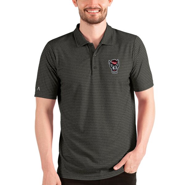 AeBOA Y |Vc gbvX NC State Wolfpack Antigua Esteem Polo Heathered Black/Silver