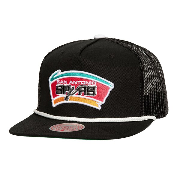 ミッチェル&ネス メンズ 帽子 アクセサリー San Antonio Spurs Mitchell & Ness Roper Meshback Trucker Snapback Hat Black