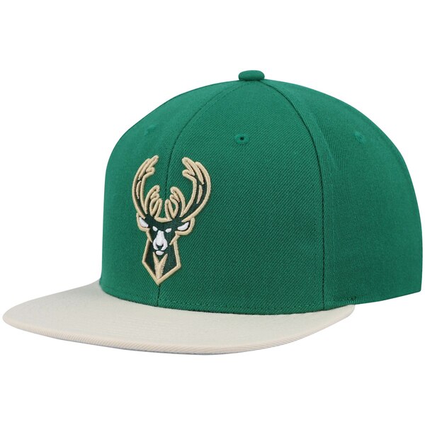ミッチェル＆ネス ミッチェル&ネス メンズ 帽子 アクセサリー Milwaukee Bucks Mitchell & Ness Team TwoTone 2.0 Snapback Hat Hunter Green/Cream