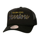 ミッチェル＆ネス ミッチェル&ネス メンズ 帽子 アクセサリー Golden State Warriors Mitchell & Ness Script Sidepatch Trucker Adjustable Hat Black