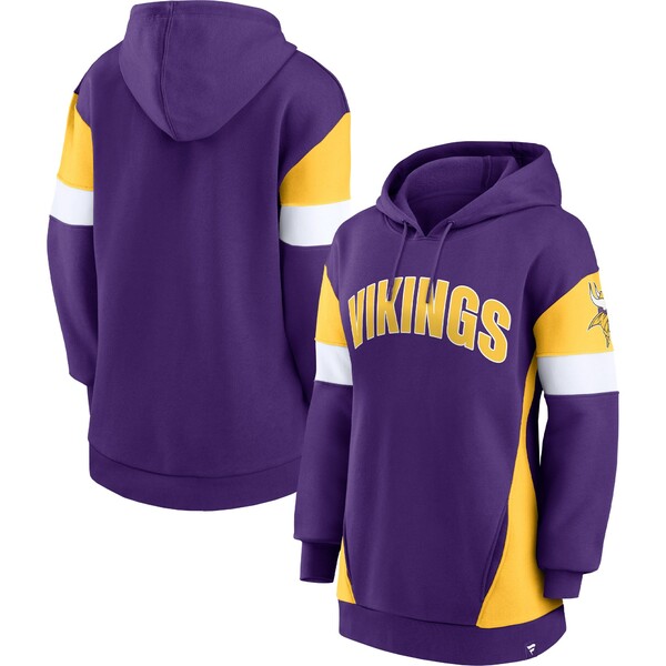 ファナティクス レディース パーカー・スウェットシャツ アウター Minnesota Vikings Fanatics Branded Women's Lock It Down Pullover Hoodie Purple/Gold