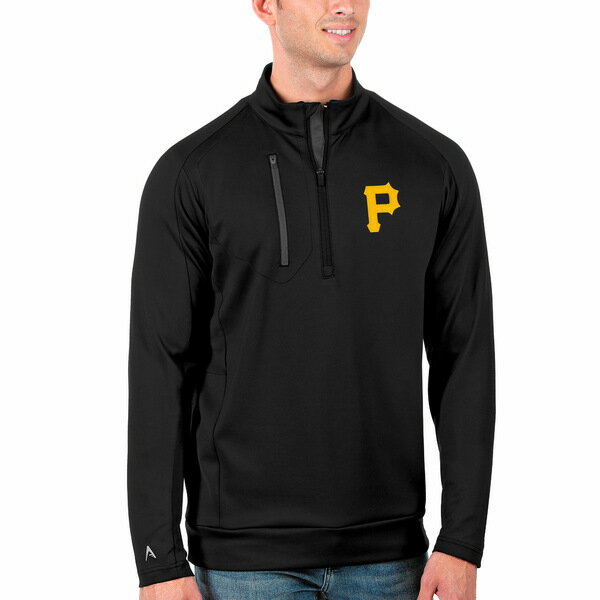 ƥ  㥱åȡ֥륾  Pittsburgh Pirates Antigua Big &Tall Generation QuarterZip Pullover Jacket Black/Gray