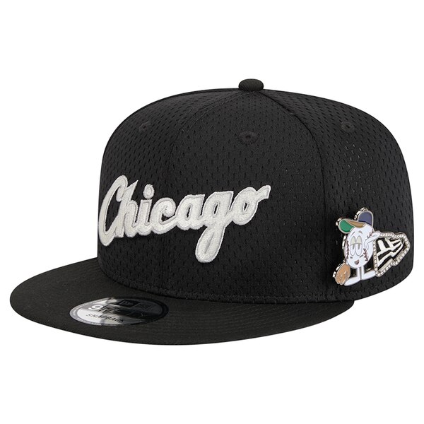 ニューエラ メンズ 帽子 アクセサリー Chicago White Sox New Era Post Up Pin 9FIFTY Snapback Hat Black